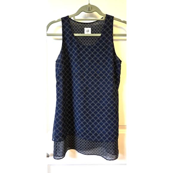 CAbi Tops - Cabi Top Womens XS Navy Sleeveless Tank Cami Geometric Nautical Dark Academia